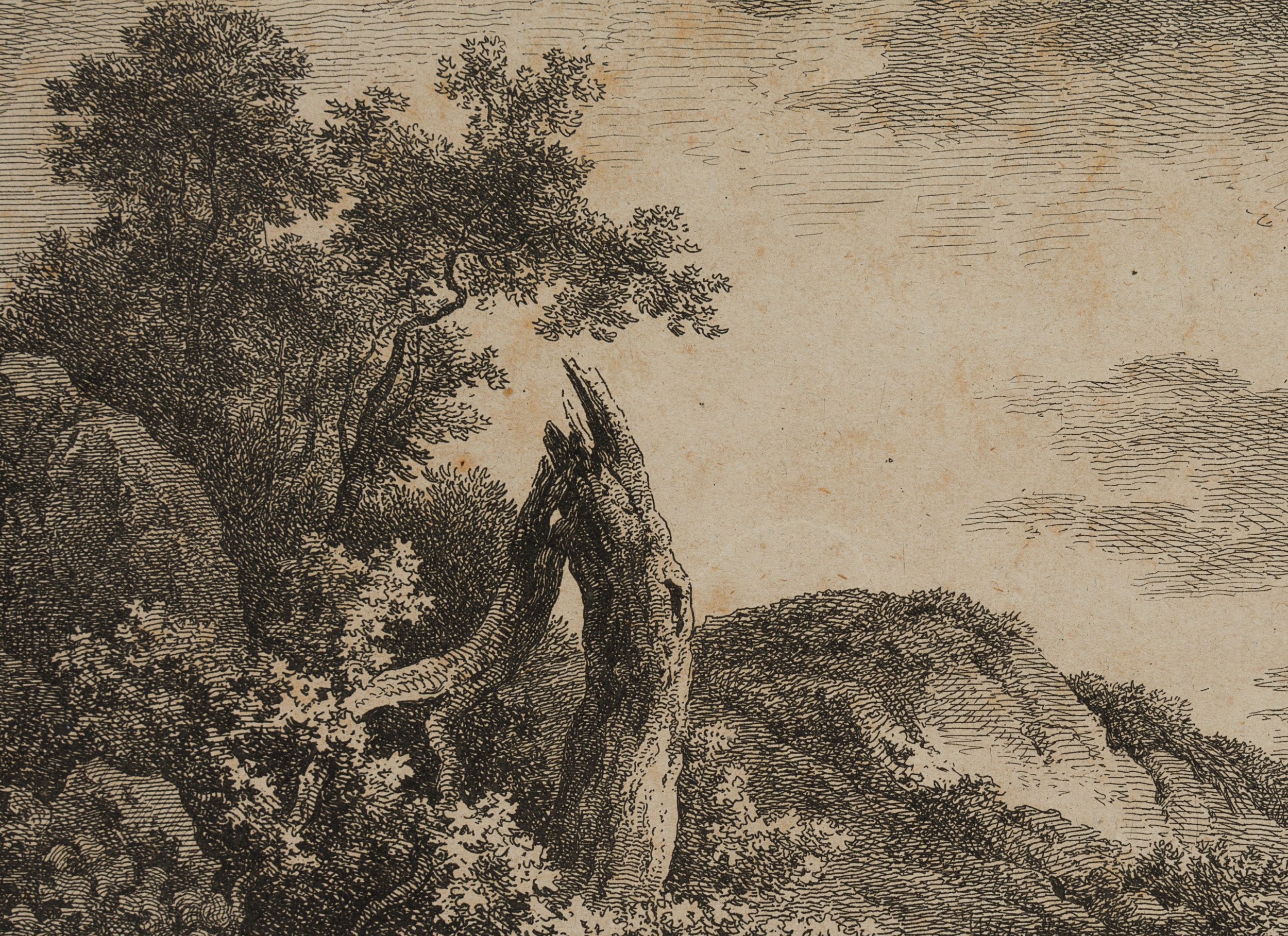 F. GABET (1765-1847), Landschaft mit Baumstumpf, um 1800, Radierung Romantik – Bild 4