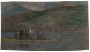 Uferlandschaft mit Ortschaft