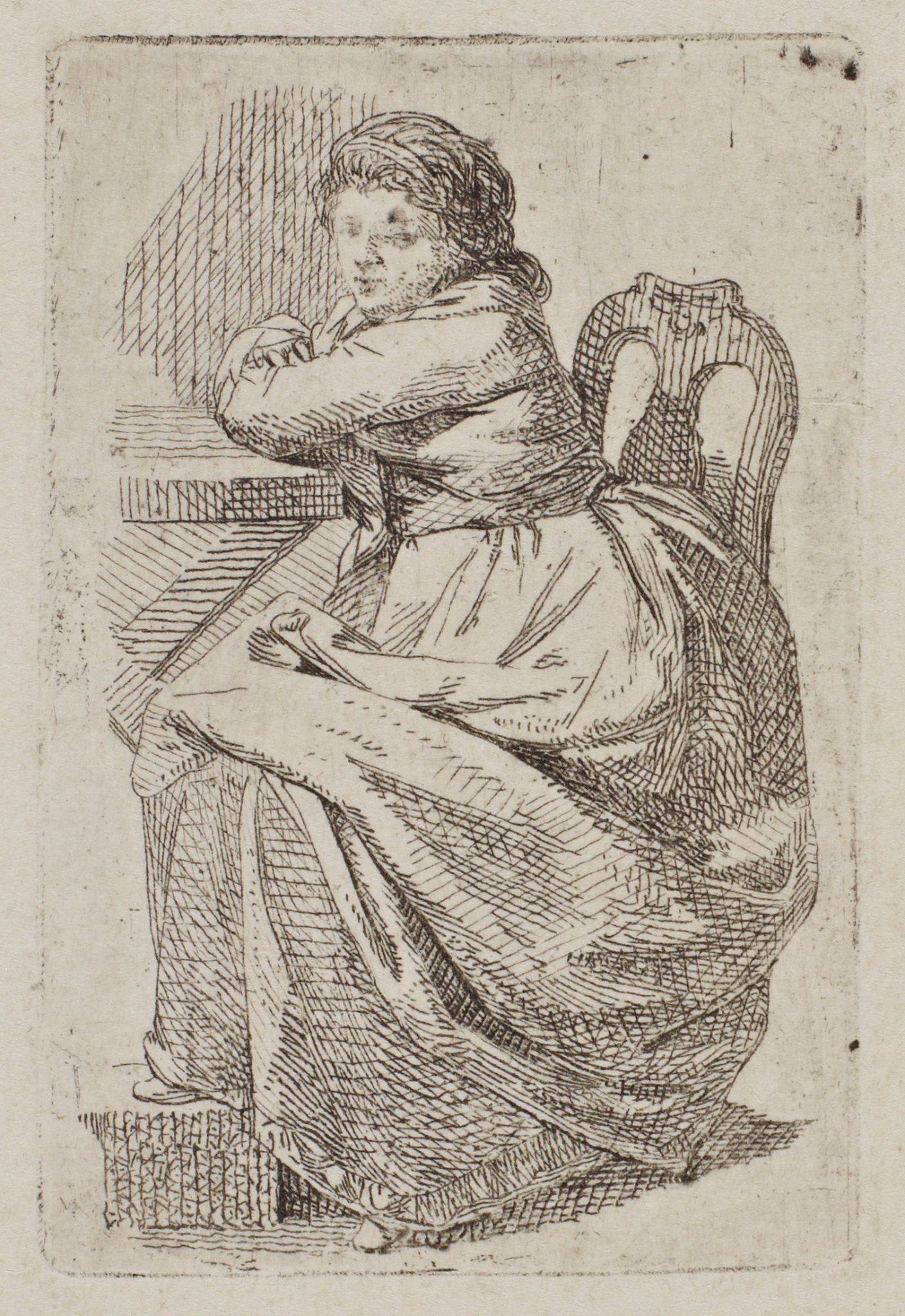 Sitzende junge Frau