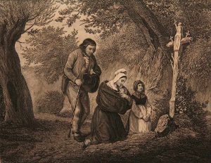 Familie bei der Morgenandacht