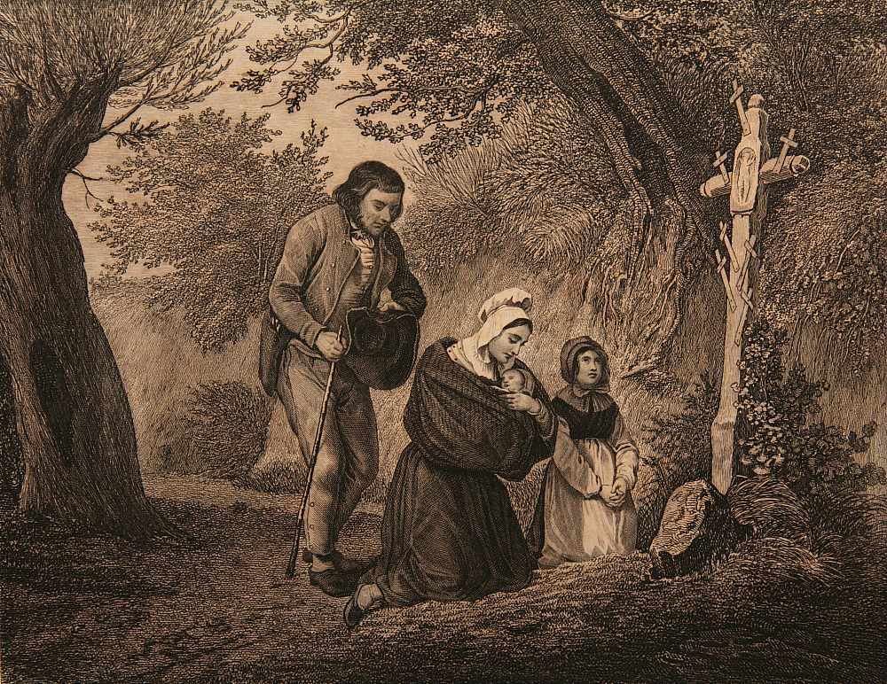 Familie bei der Morgenandacht
