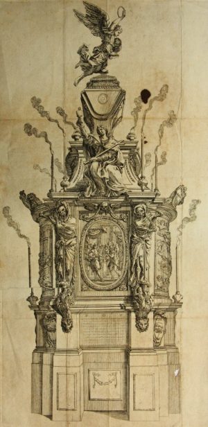 Monumentales Grabepitaph mit Engel
