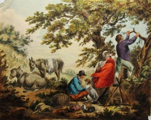 Reisende Familie im Feldlager