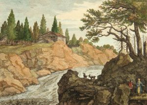 Tosender Fluss mit felsigem Ufer