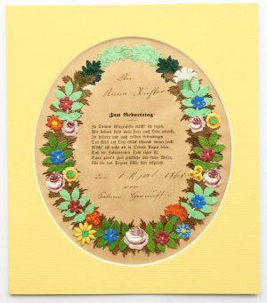 Geburtstagskarte mit Blumenkranz
