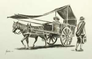 Fuhrwerk mit Monsundach