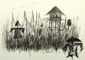 Wachturm in Getreidefeld