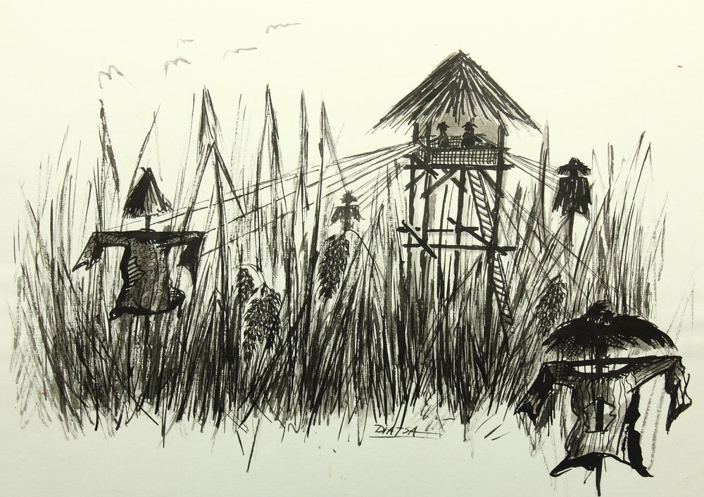 Wachturm in Getreidefeld