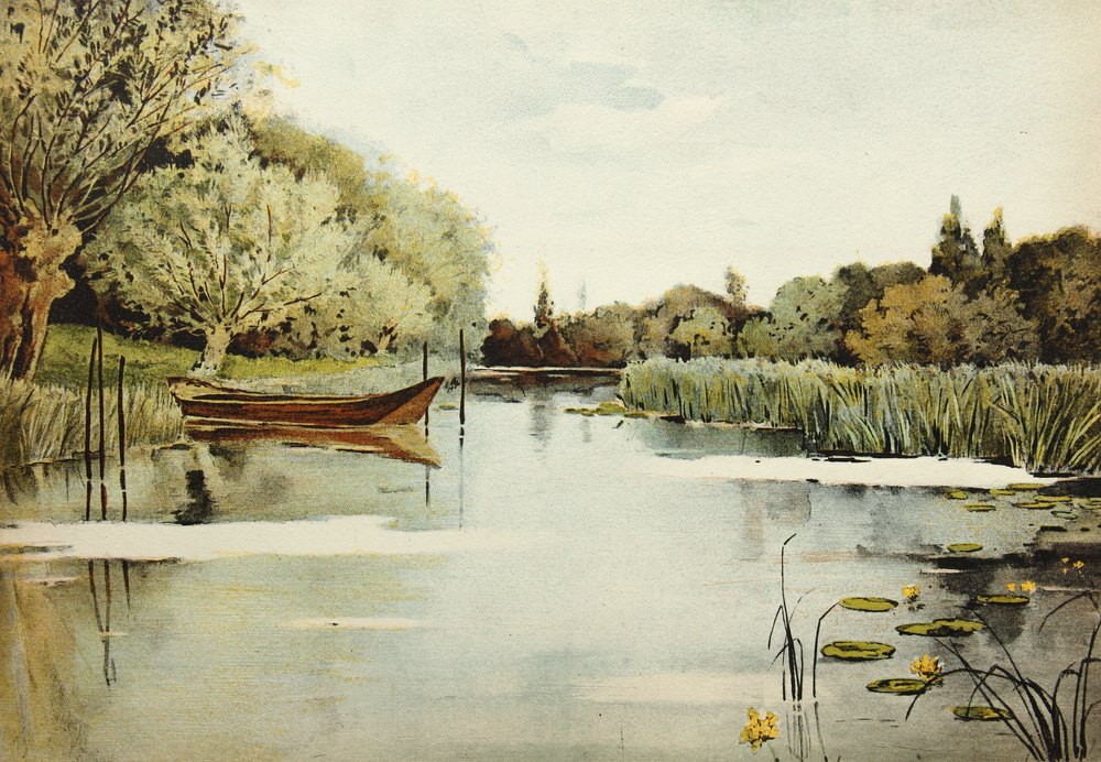 Teich mit kleinem Boot