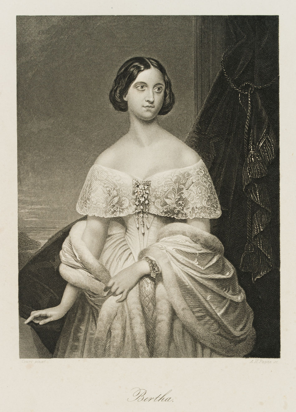 Dame in schulterfreiem Abendkleid