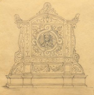 Epitaph mit Engel und Pfau, Entwurf