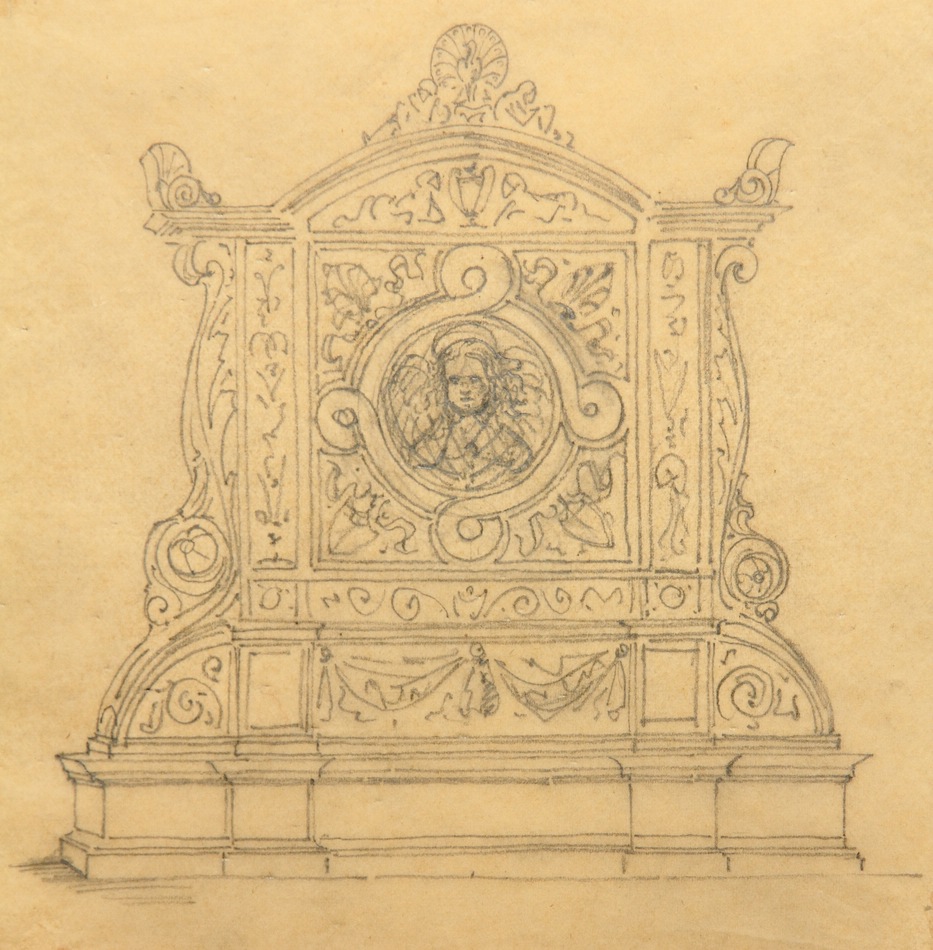Epitaph mit Engel und Pfau, Entwurf