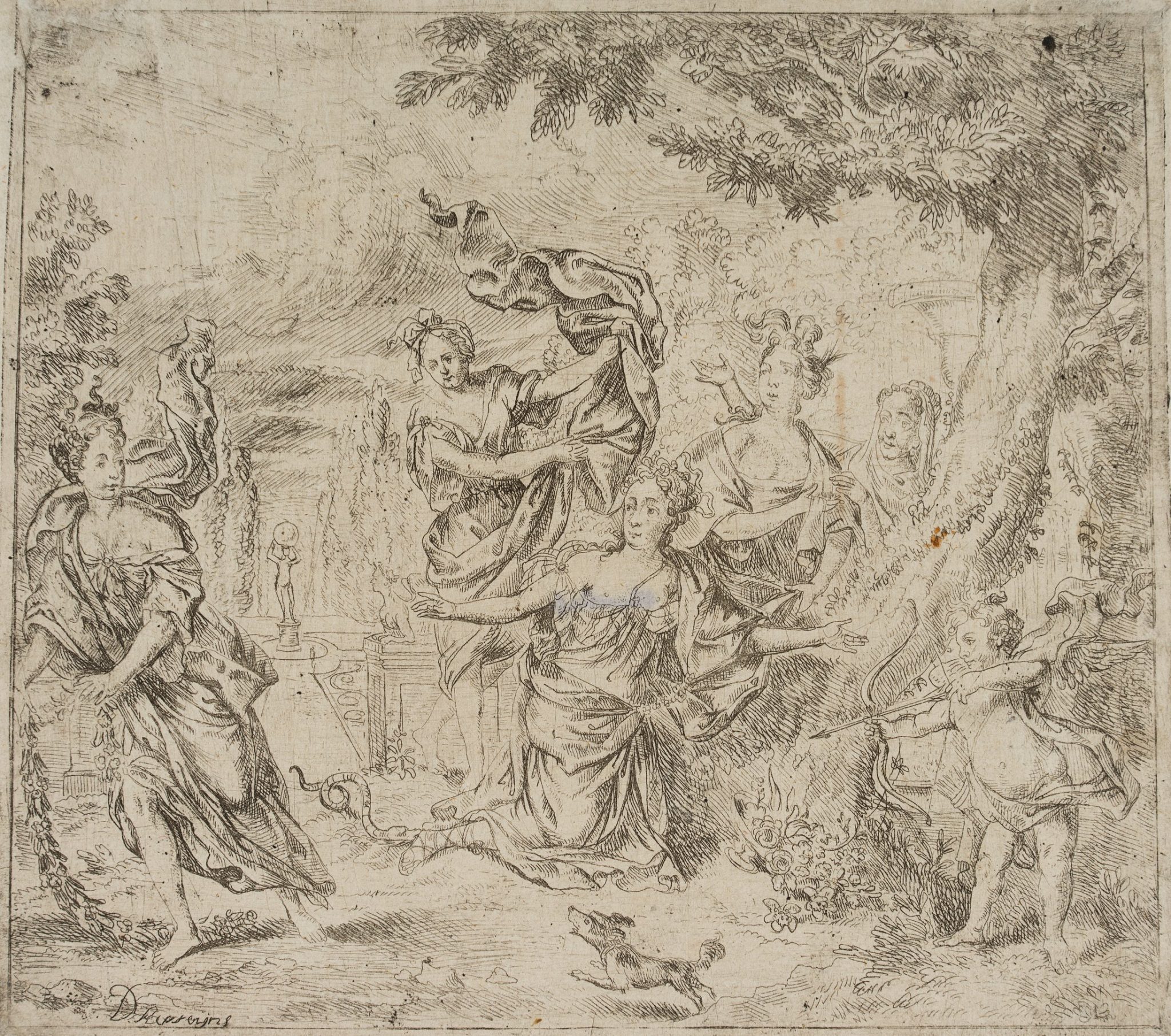 Gartenszene mit Allegorien