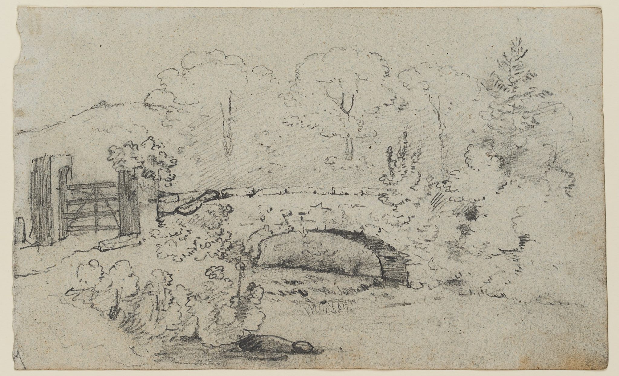 Landschaft im Lichtental mit Brücke