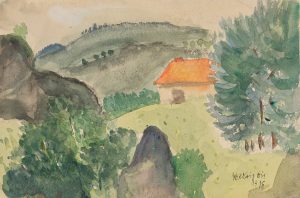 Thüringische Landschaft mit Hütte