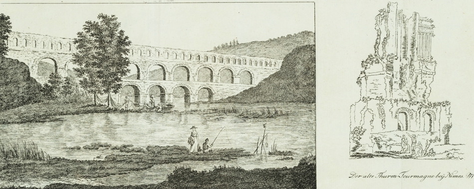 Gardon Brücke u. Tourmagne bei Nimes