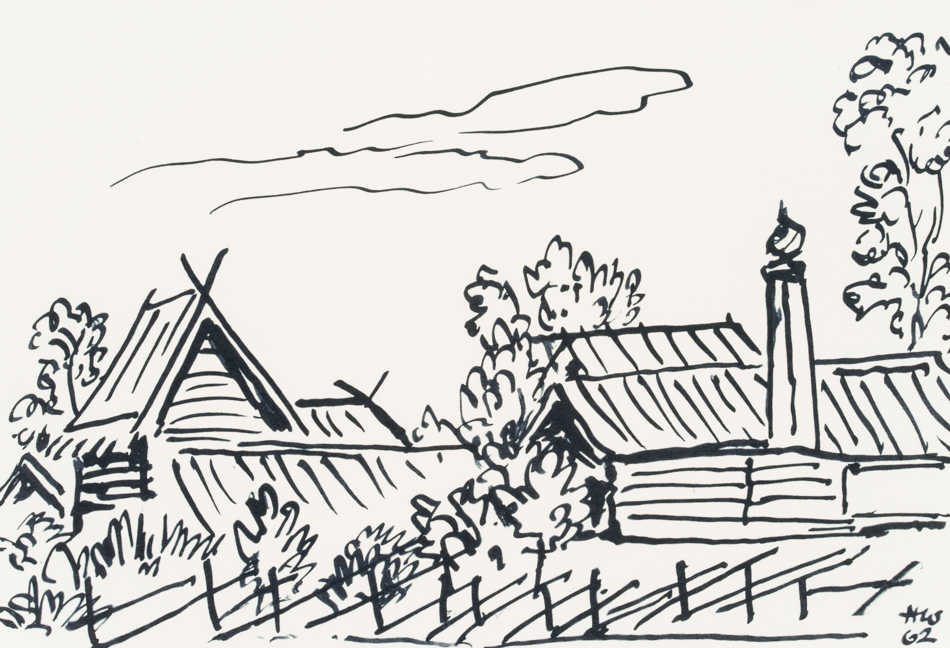 Wikingerhütten mit Gärten