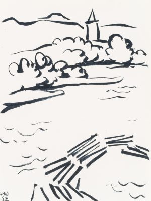 Turm in schwedischer Agrarlandschaft