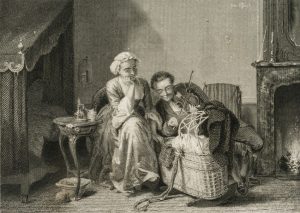 Vater musiziert an der Wiege