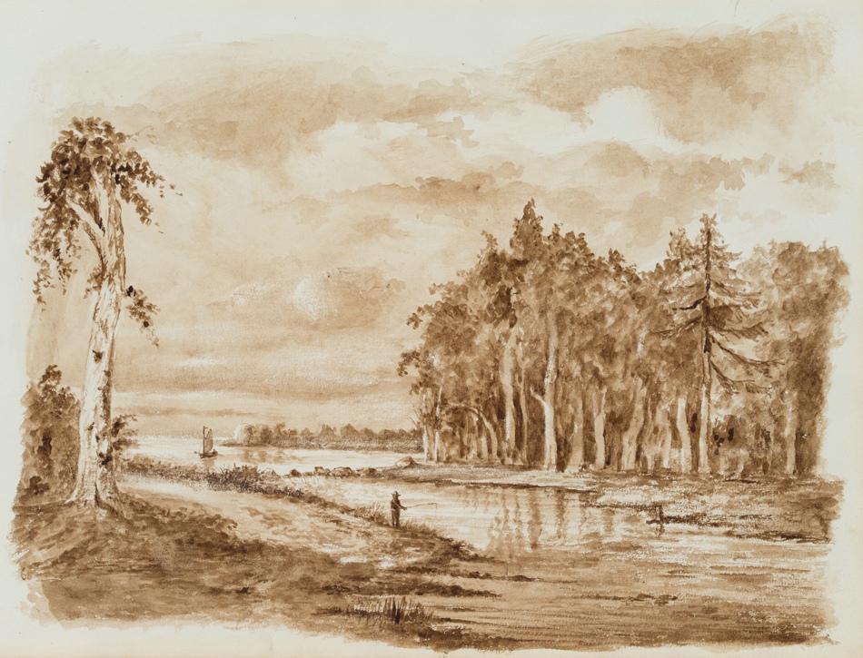 Angler in holländischer Landschaft