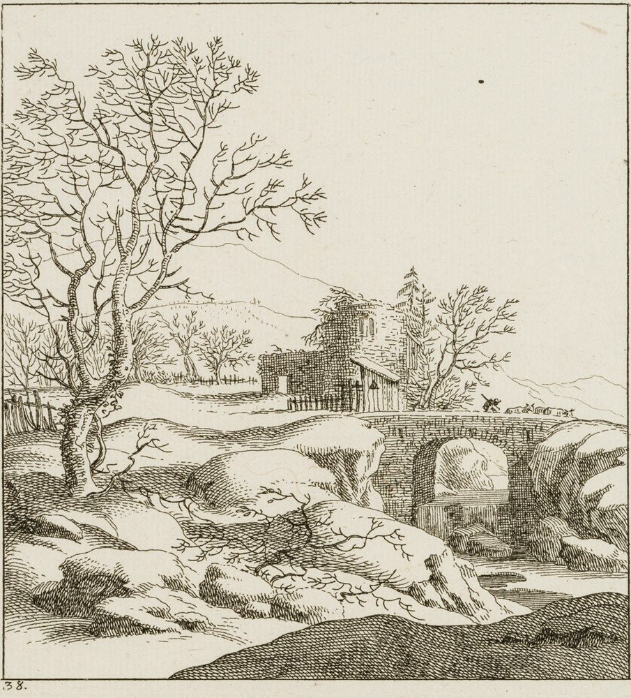 Winterlandschaft mit Brücke