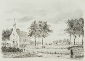 Kirchgang in Marschlandschaft