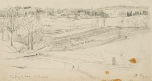 Landschaft mit Hängen und Wäldern