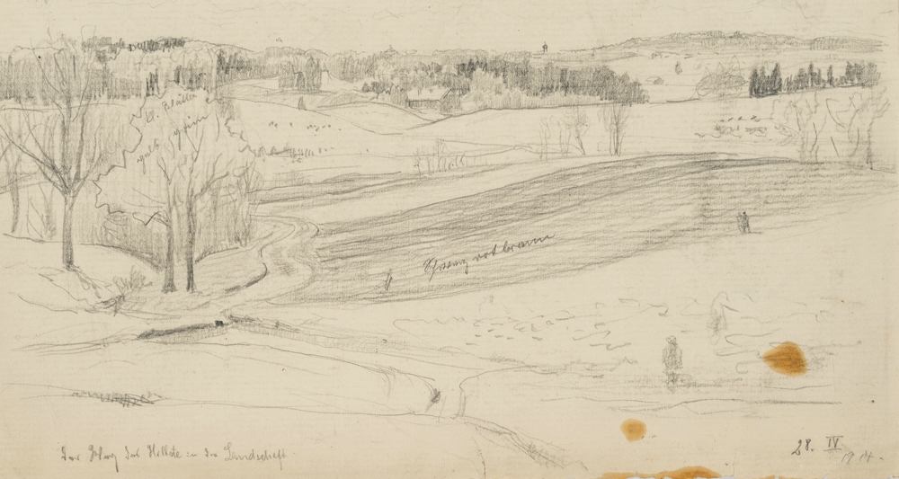 Landschaft mit Hängen und Wäldern
