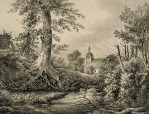 Wildromantische Flusslandschaft mit Kirche