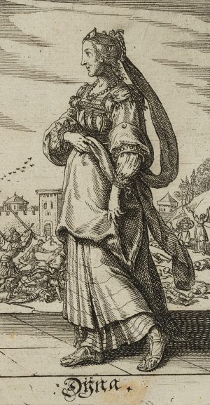 Dyna, Edelfrau vor Schlachtenszene