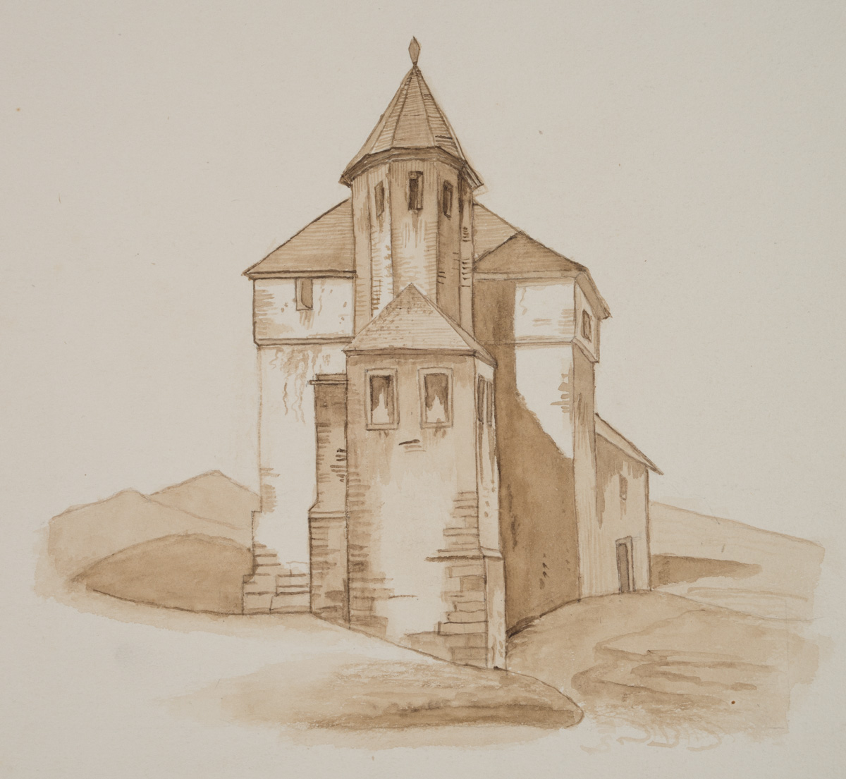 Studie eines Gutshofes, Seite