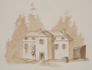 Studie eines Gutshofes, Front