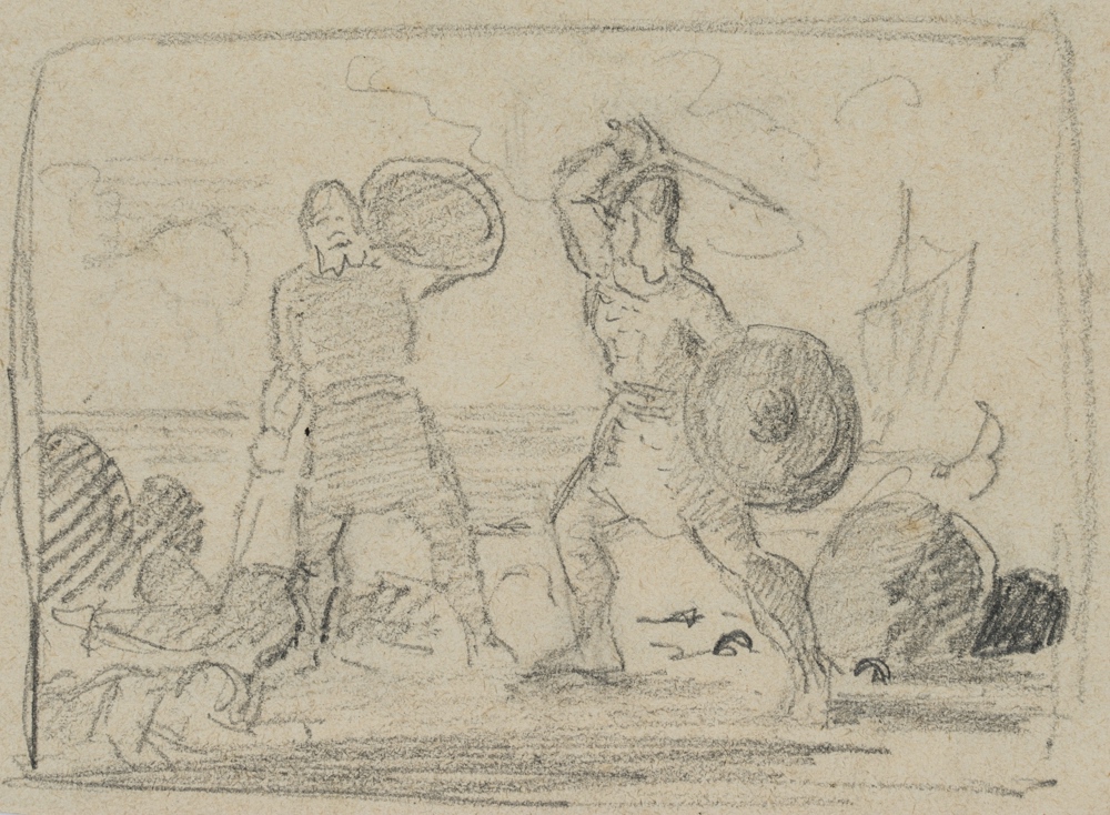 Kämpfende Wikingerkrieger am Strand