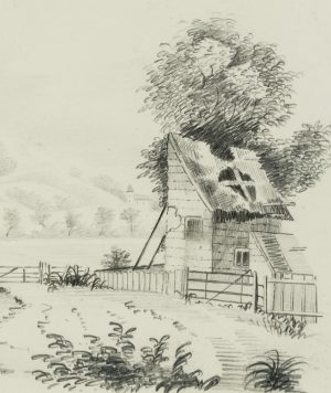 Landschaft mit Stallung