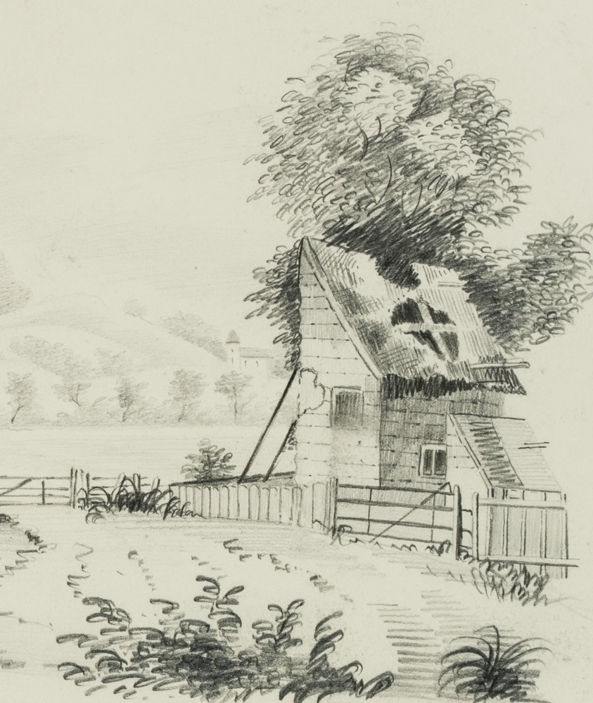 Landschaft mit Stallung
