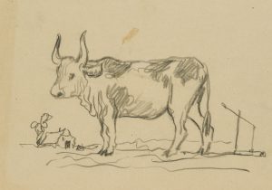 Kuh an der Weide