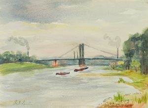 Fluss mit Frachtschiffen