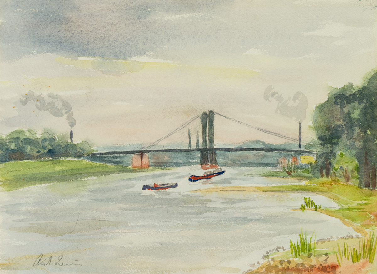 Fluss mit Frachtschiffen
