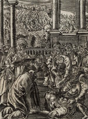 Bibl. Historienszene, Gefesselte Frau im Palast