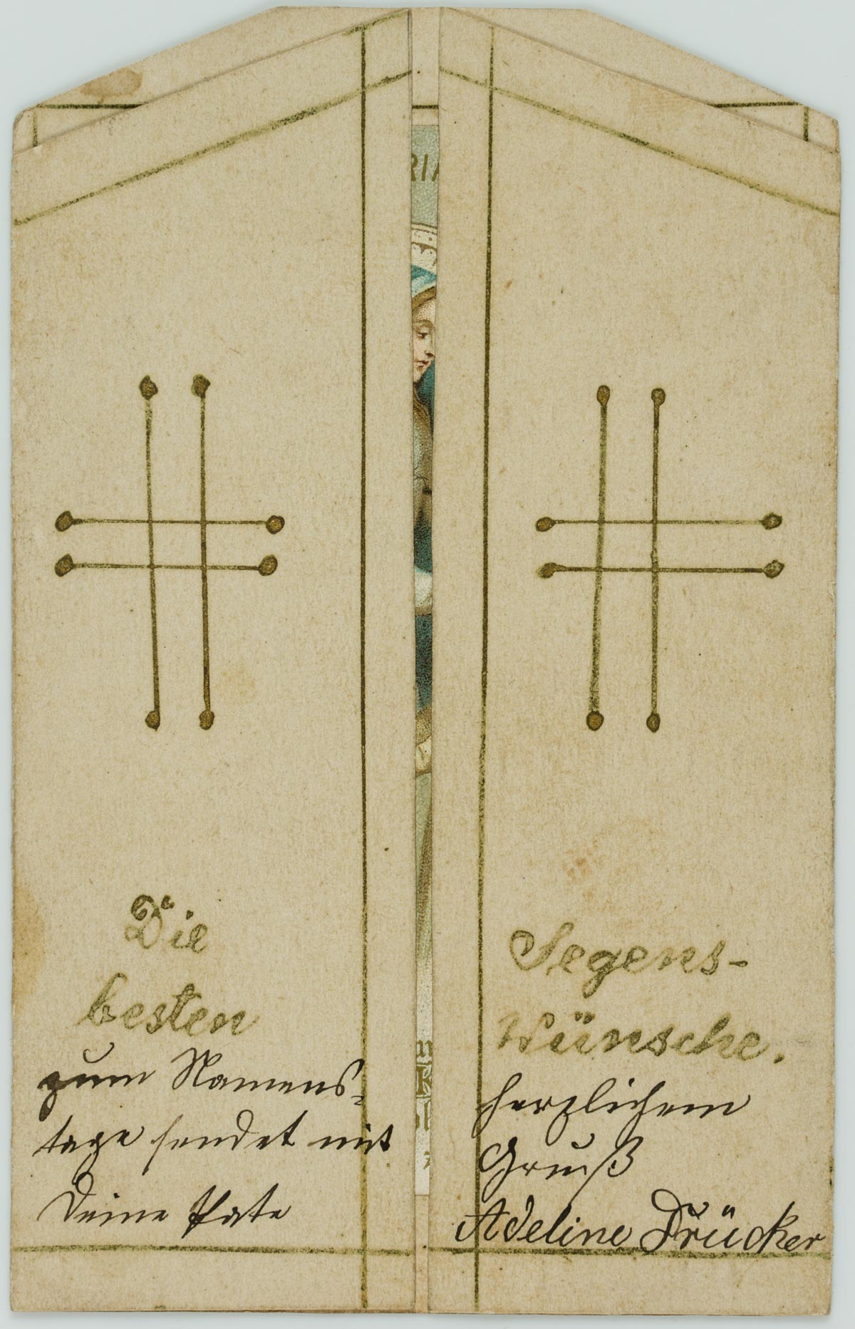 Votivkarte mit Mariendarstellung