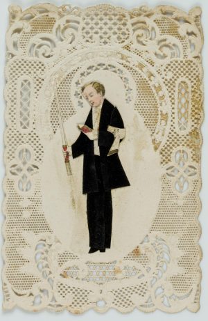 Votivbild mit Zierwerk und Figur