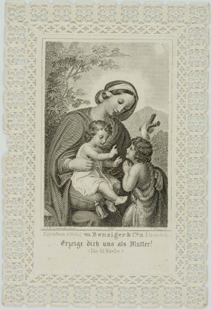 Votivkarte, Maria mit Jesuskind und Johannes