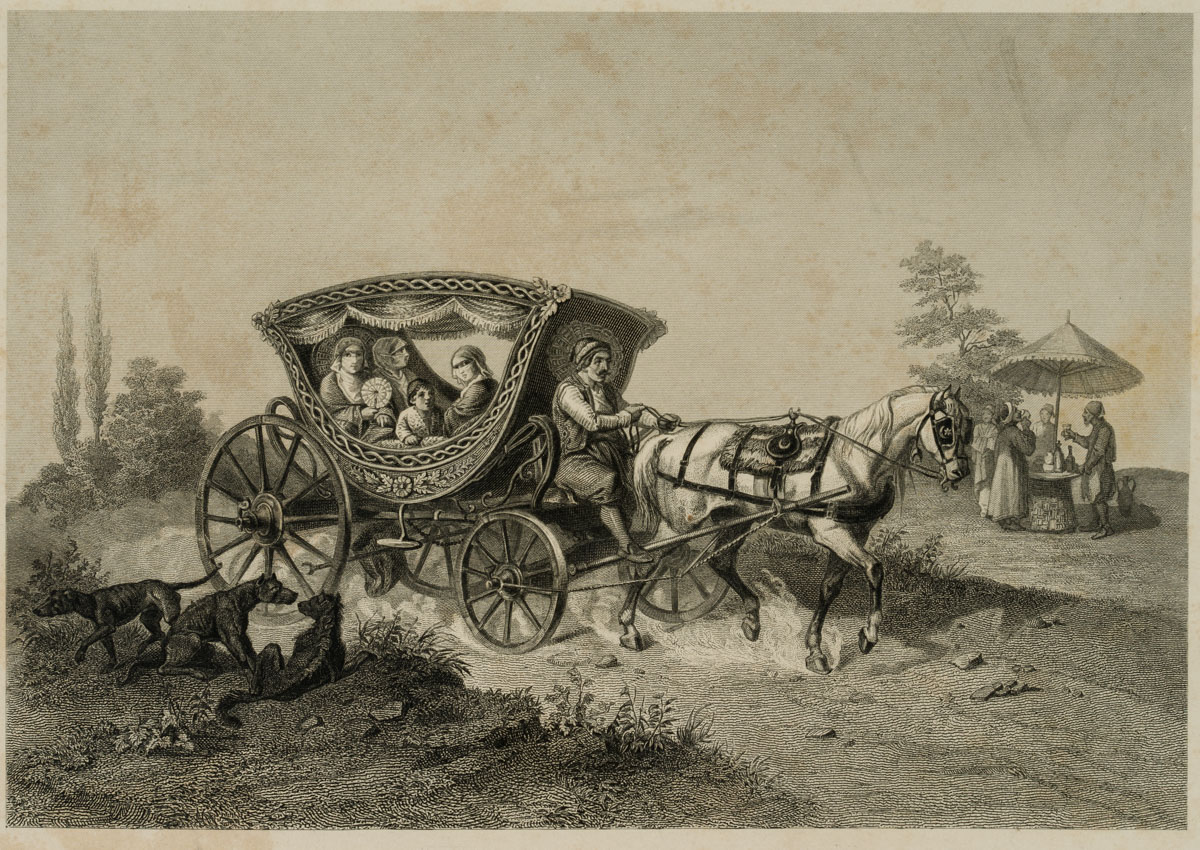 Pferdegespann mit Türkischem Wagen