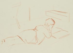 Studie einer Lesenden, Kreide