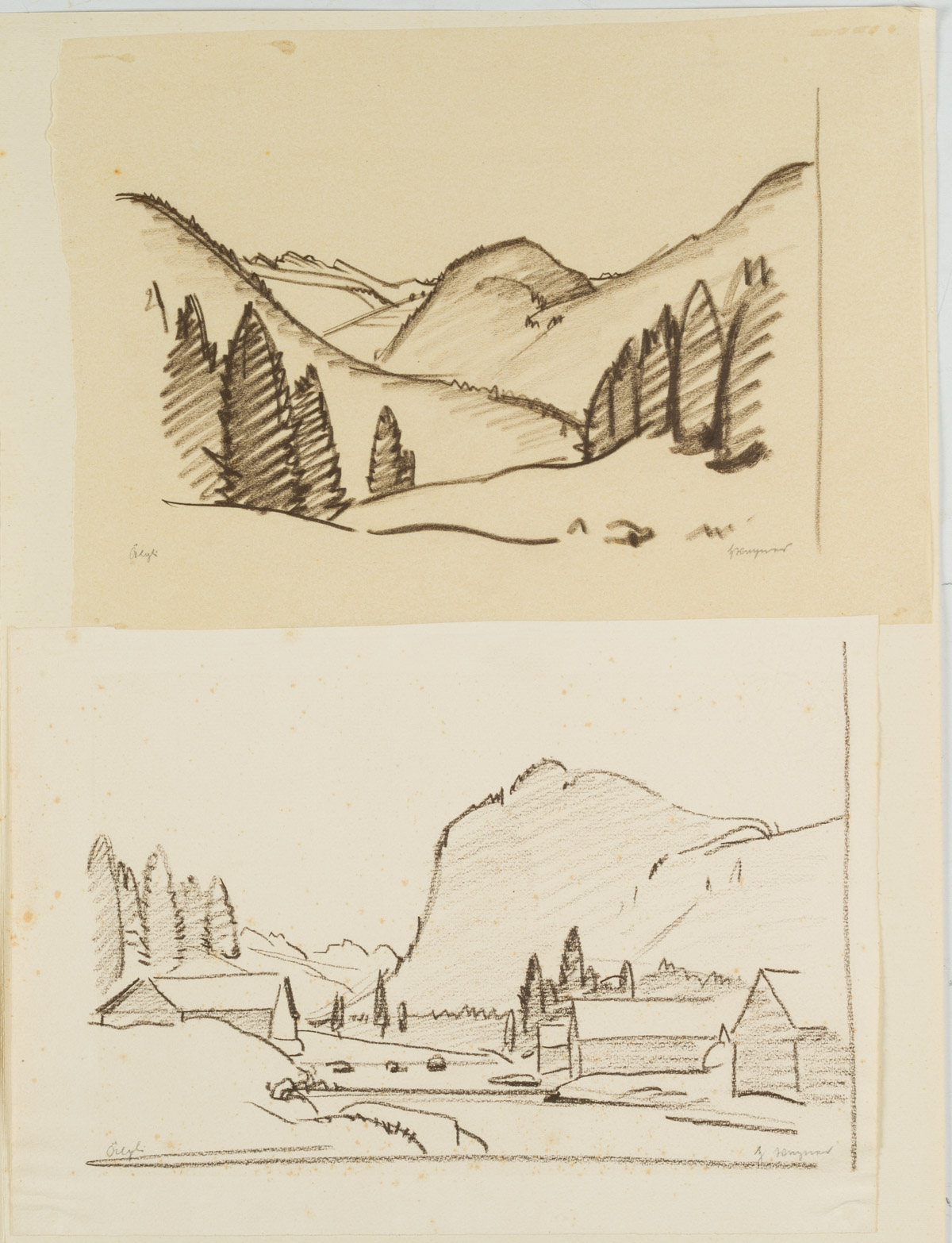 Zwei alpine Landschaftsdarstellungen
