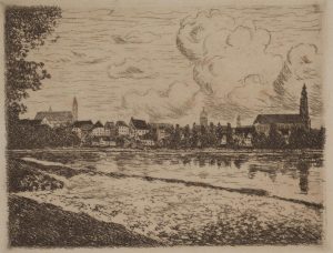 Stadt an einem Fluss