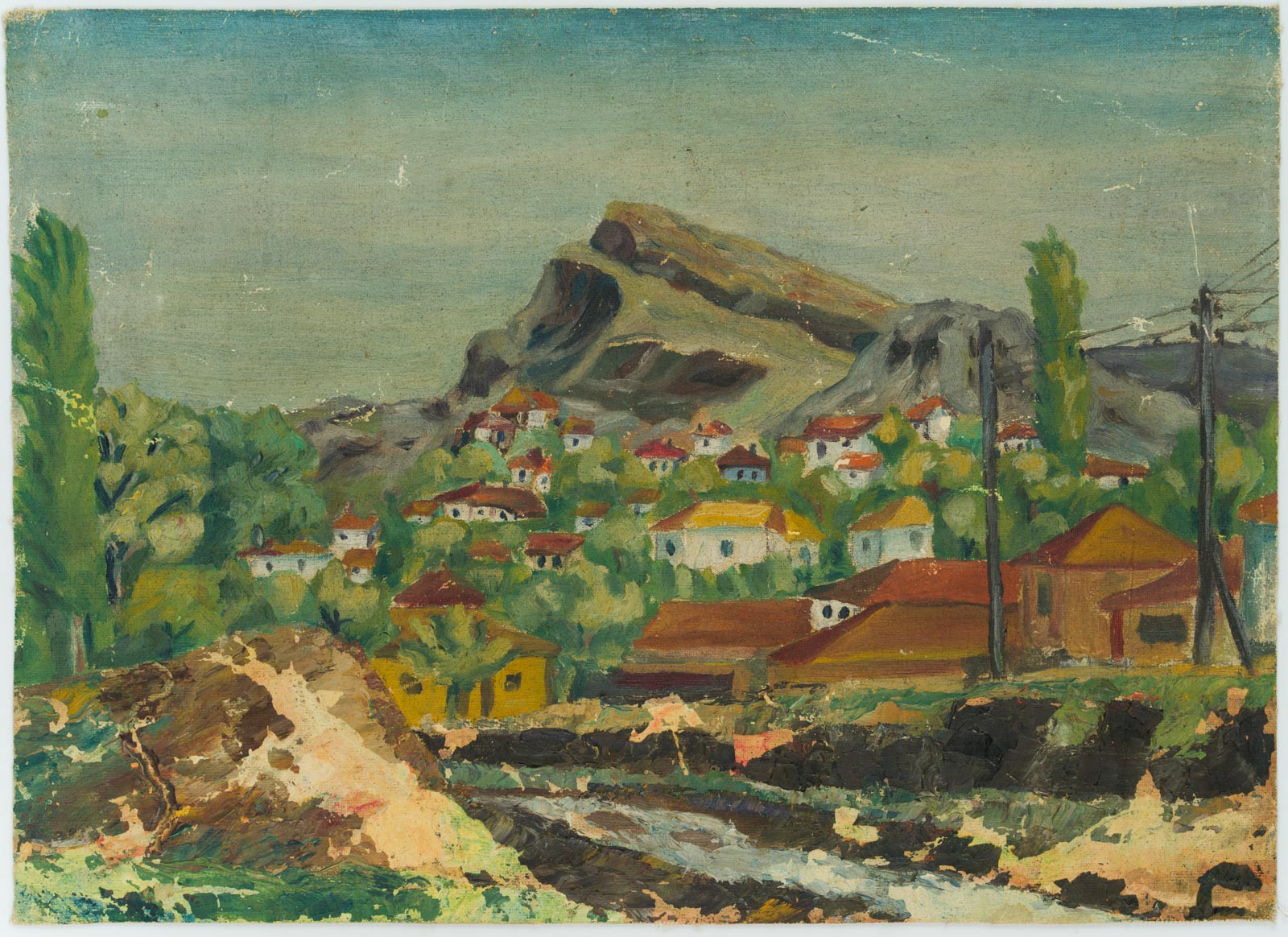 Südliche Landschaft mit Dorfansicht