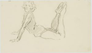 Bewegungsstudie e. liegenden Frau