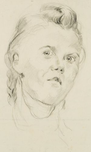 Porträt e. Mädchens m. Zopf