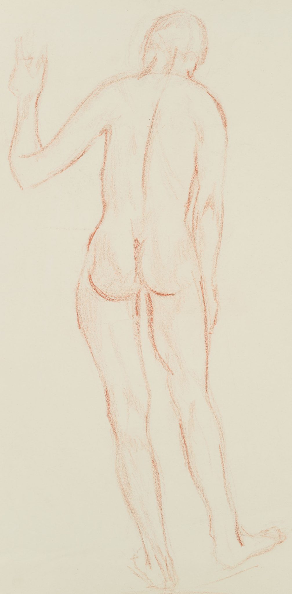 Rückenakt m. erhobenem Finger